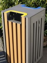 Corbeille Serena duo tri 2x45L structure acier lattes Ecoteck Corbeille Serena duo tri 2x45L